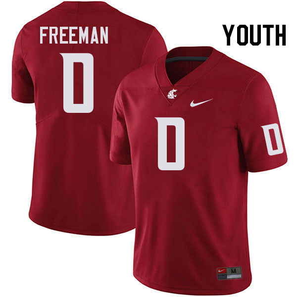 Youth #0 Tony Freeman Washington State Cougars College Football Jerseys Stitched-Crimson